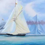 AF004 Britannia and Vigilant off the Royal Yacht Squadron's Headquarters - Canvas Painting af004-britannia-and-vigilant-off-the-royal-yacht-squadrons-headquarters-canvas-painting-l04 (1).jpg